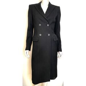 Dolce & Gabbana Black Long Double Breasted Wool Coat Womens 40 US 4 6 Authentic